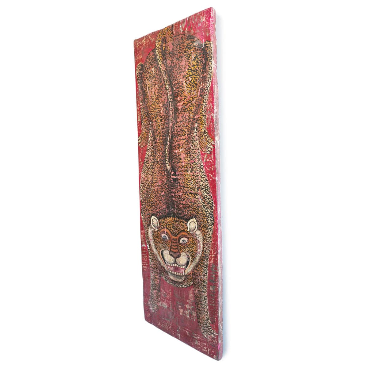 Vintage Painted Red Leopard Panel - Thumbnail 3