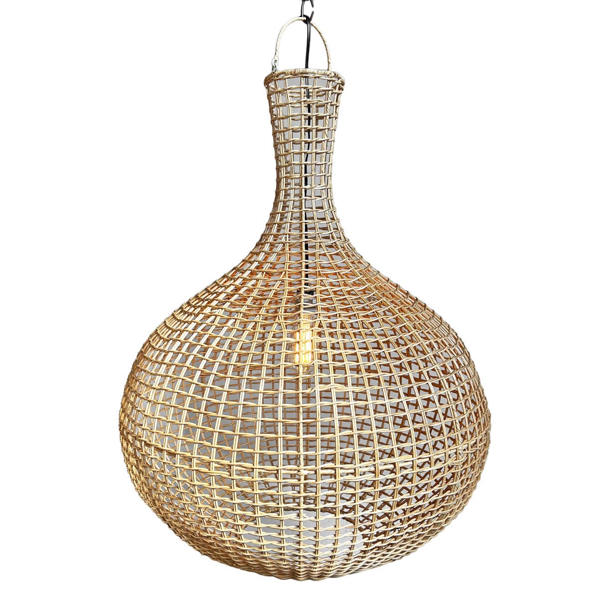 Raw Rattan Basket Jug Pendant Light - Thumbnail 3