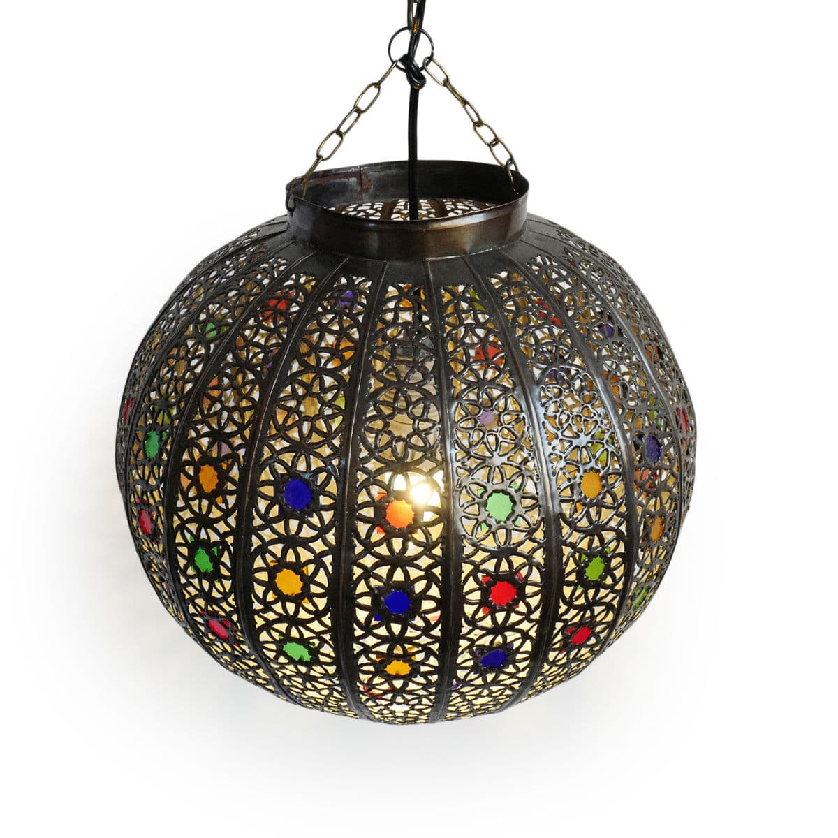 Moroccan Bronzed Riad Pumpkin Lantern - Thumbnail 3