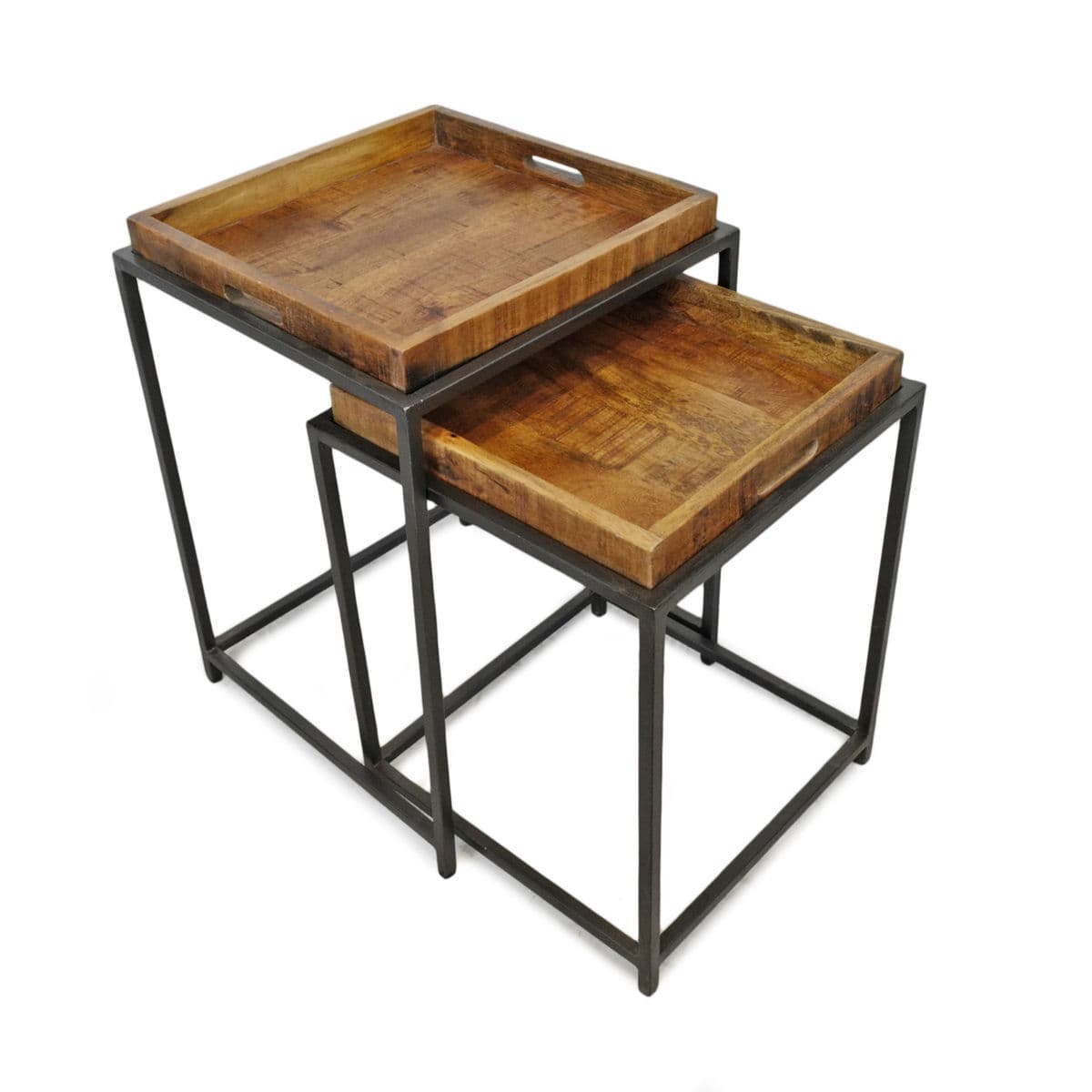 Salvaged Wood Tray Nesting Tables - Thumbnail 3
