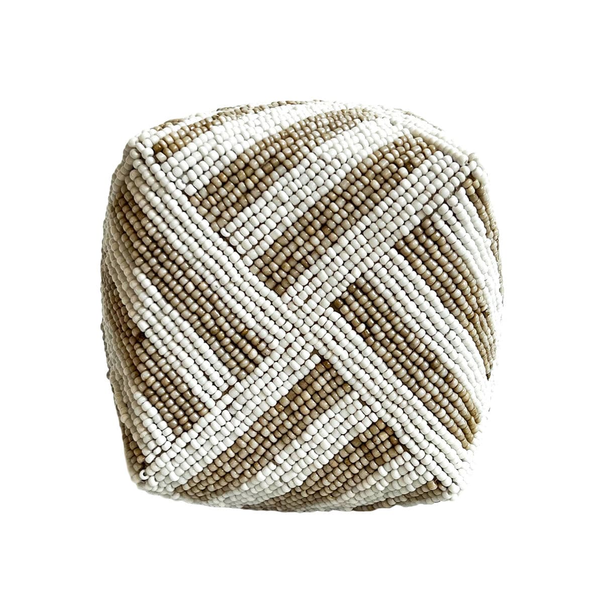 Bamboo Beaded Box Tan & White X-Small - Thumbnail 3