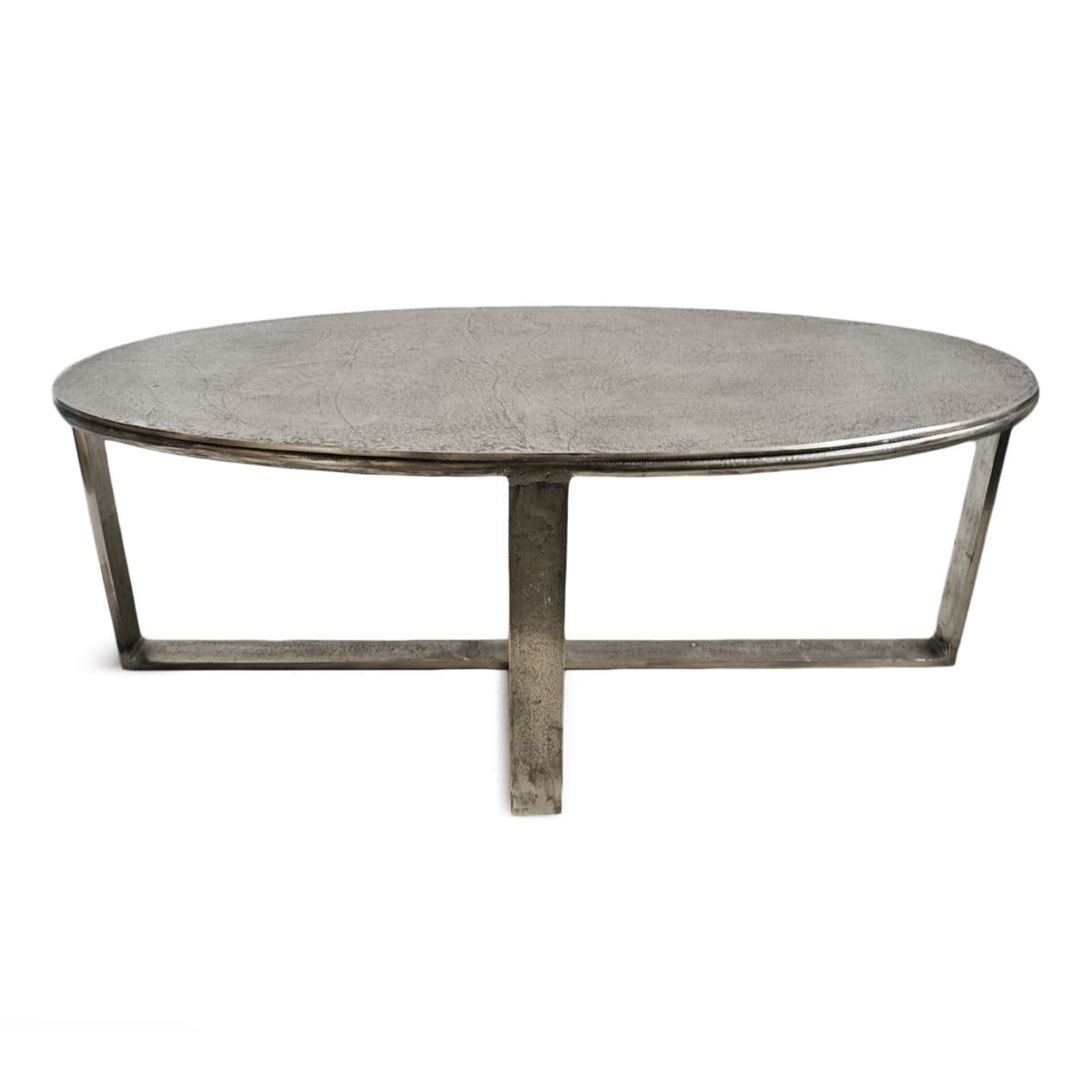Modern Oval Aged Nickel Coffee Table - Thumbnail 3