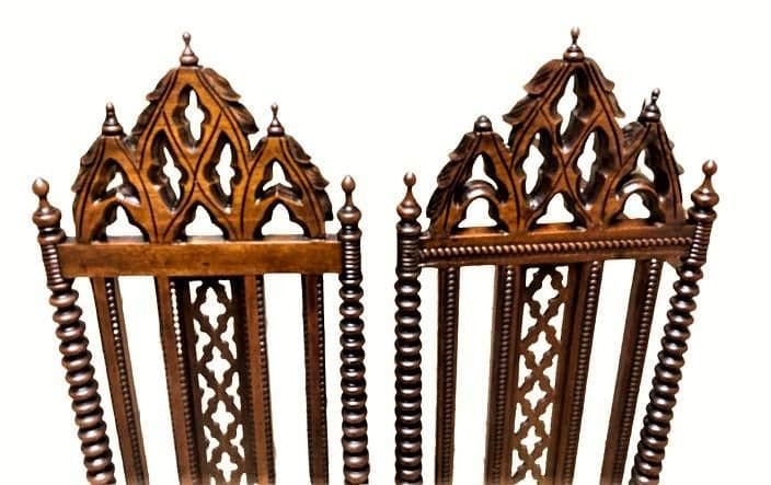 Late 19th Century Mahogany Gothic Revival Accent Chairs - a Pair - Thumbnail 3