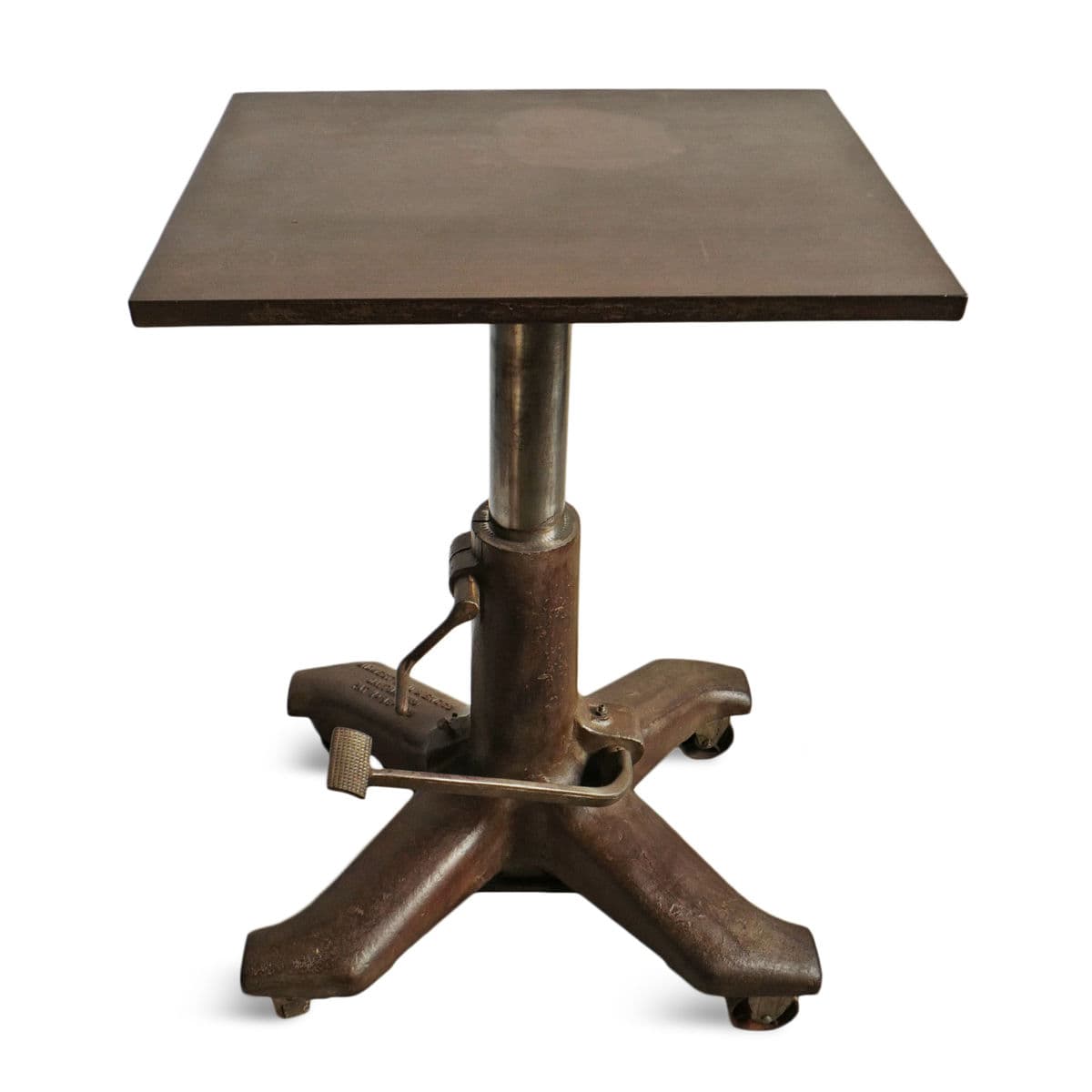 Vintage Industrial Iron Adjustable Bar Table - Thumbnail 3