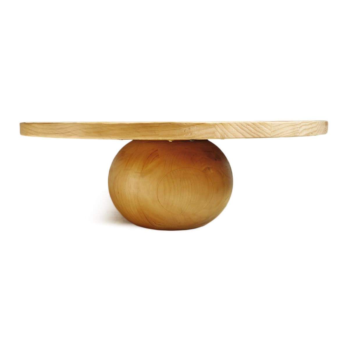 Round Wood Ball Base Coffee Table - Thumbnail 3