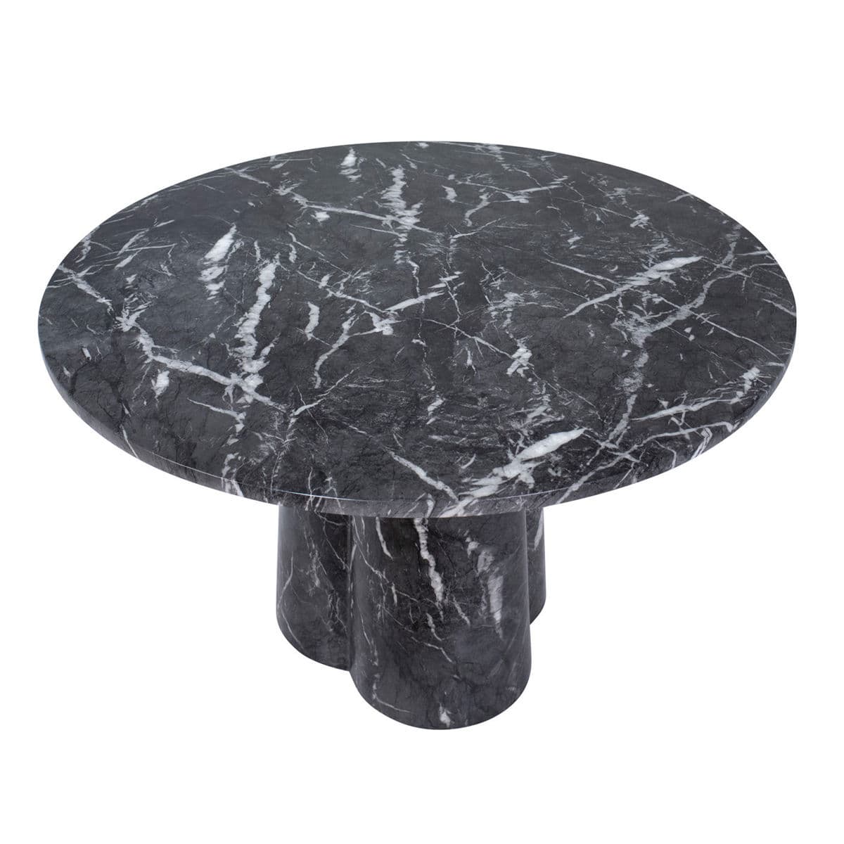 Faux Black Marble Round Dining Table - Thumbnail 3
