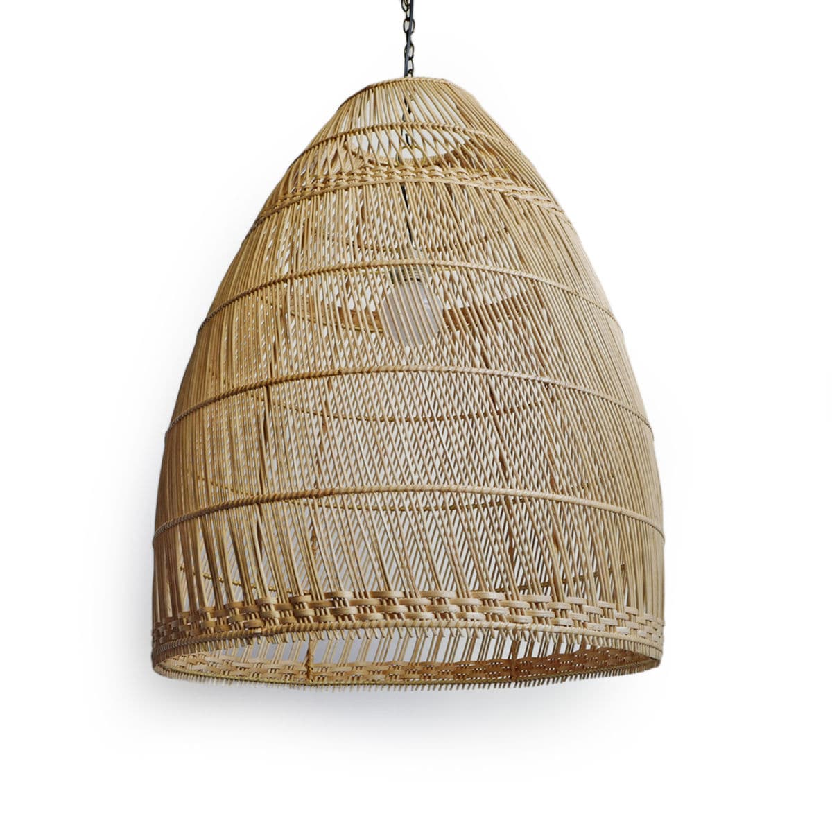 Natural Wicker Basket Bell Lantern Large - Thumbnail 3