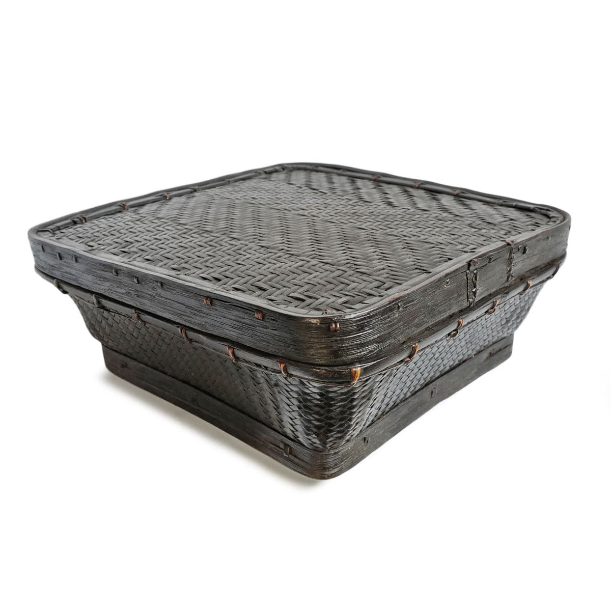 Vintage Akha Thai Square Basket - Thumbnail 3