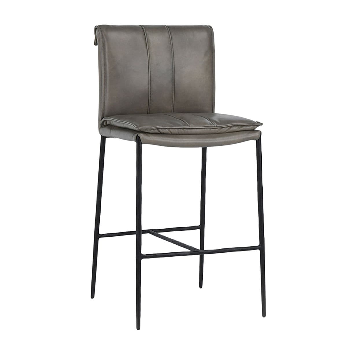 Dusk Grey Leather Counter Stool - Thumbnail 3