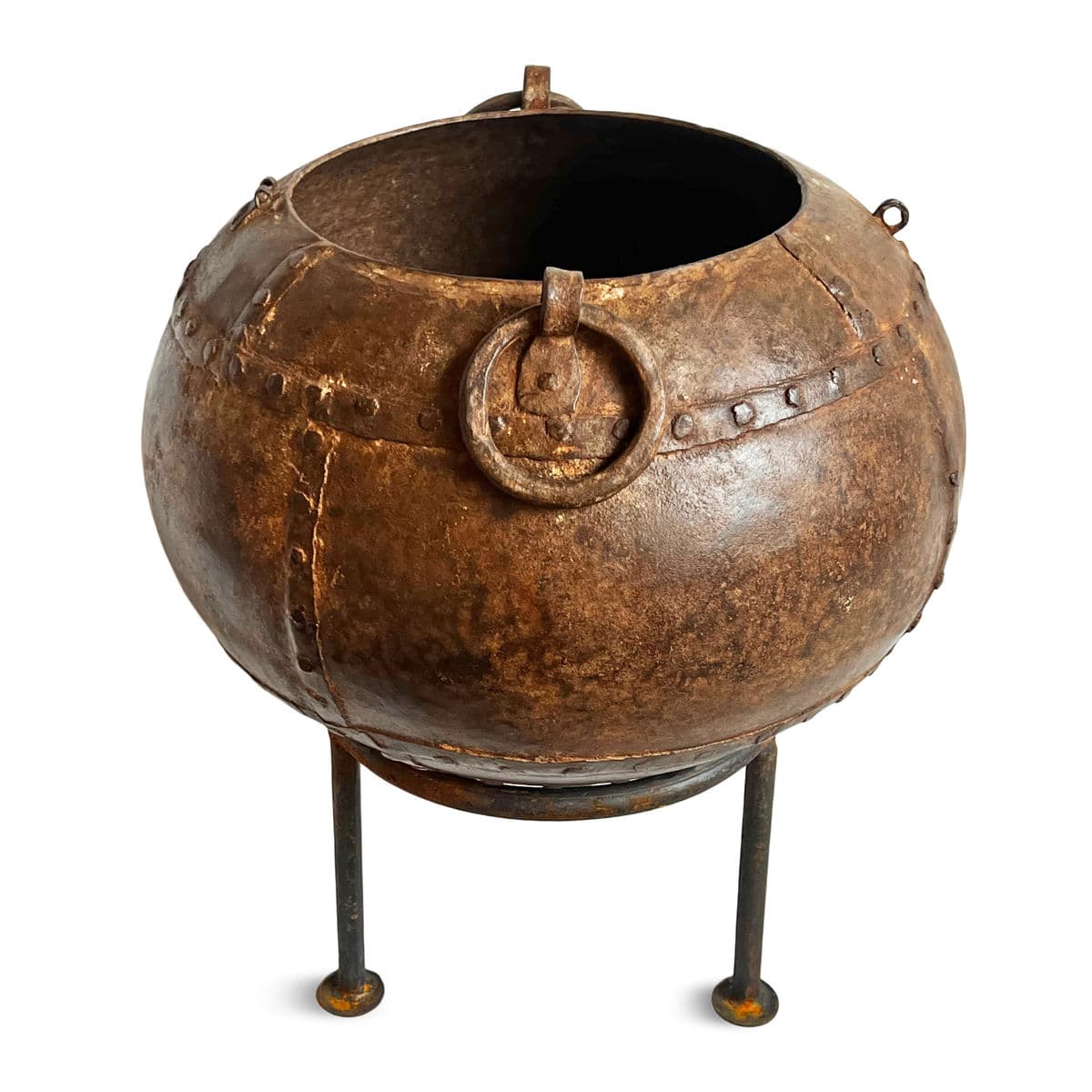 Vintage Iron Rivet Pot Planter - Thumbnail 3