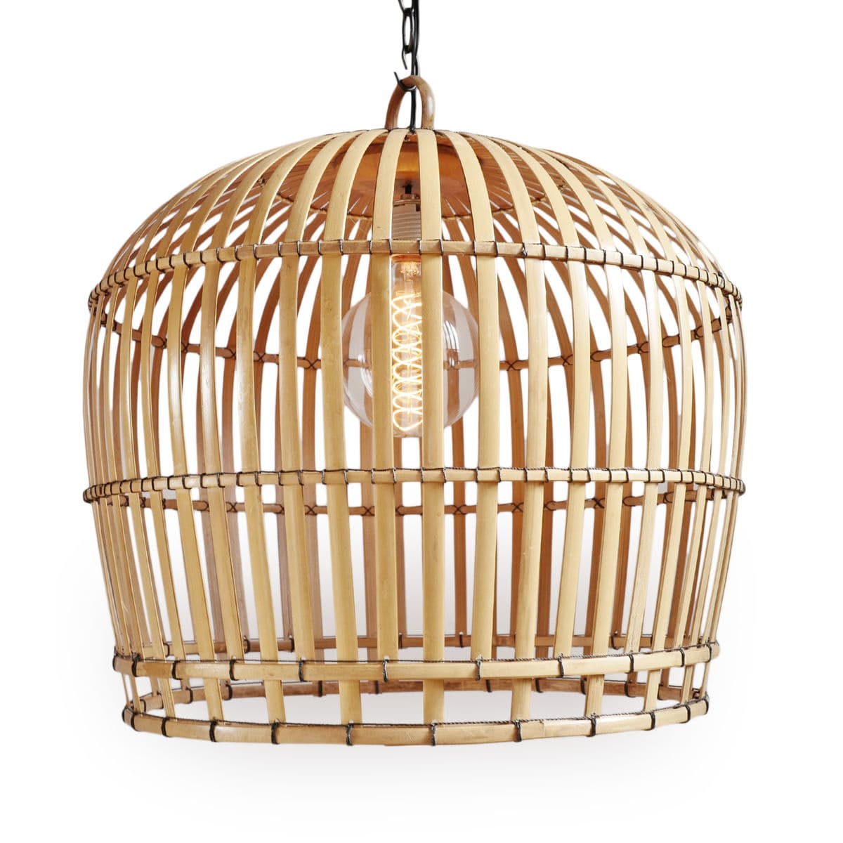 Bamboo Strip Cage Pendant Light - Thumbnail 3
