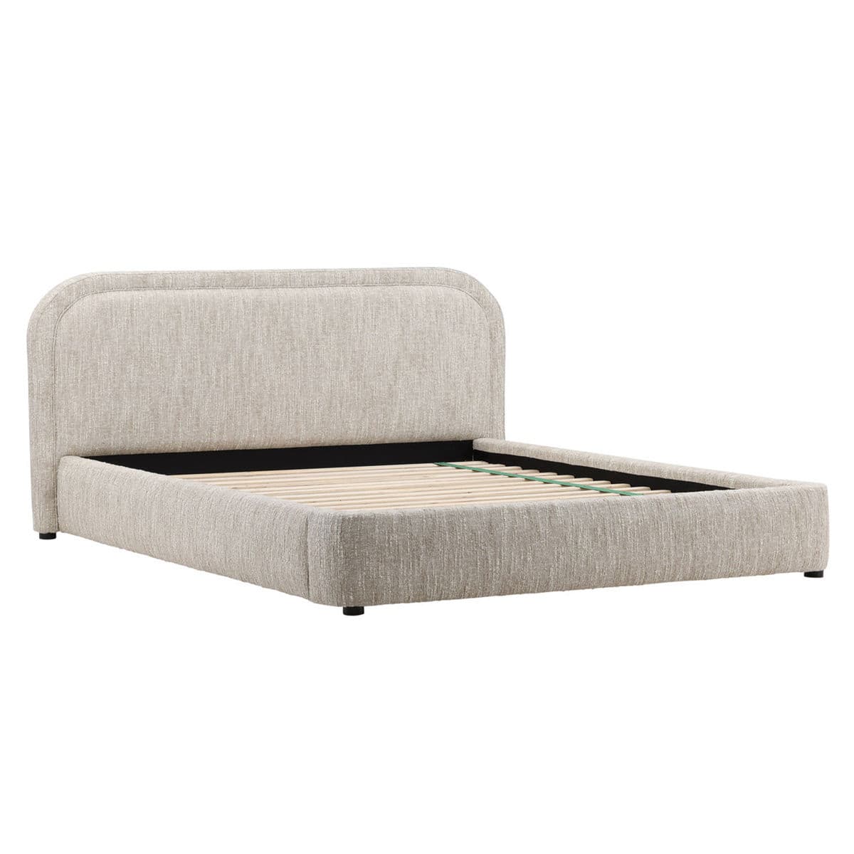 Renfrow Beige Rounded King Bed Frame - Thumbnail 3