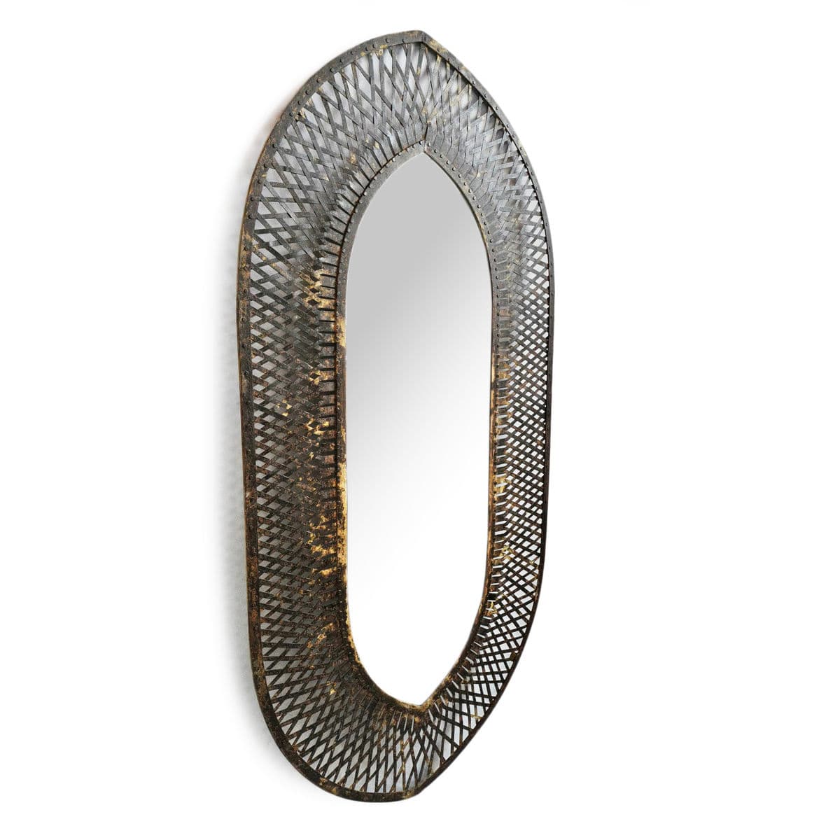 Industrial Iron Oval Basket Mirror - Thumbnail 3