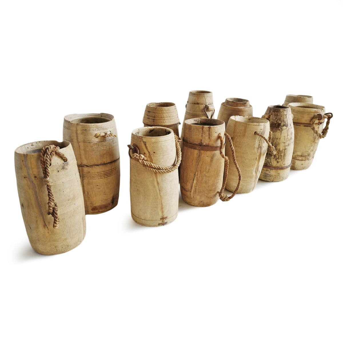 Old India Bleached Wood Milk Pot - Thumbnail 3