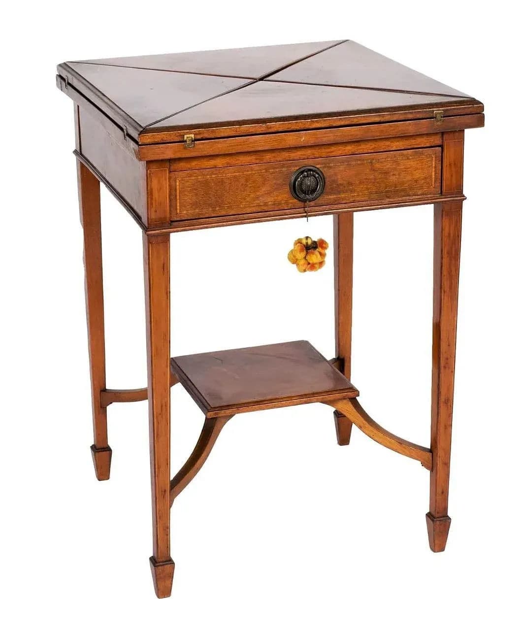 English Antique Edwardian Mahogany 'Envelope' Game Table - Provenance Adolphus Busch Heirs - Circa 1900 - Thumbnail 3