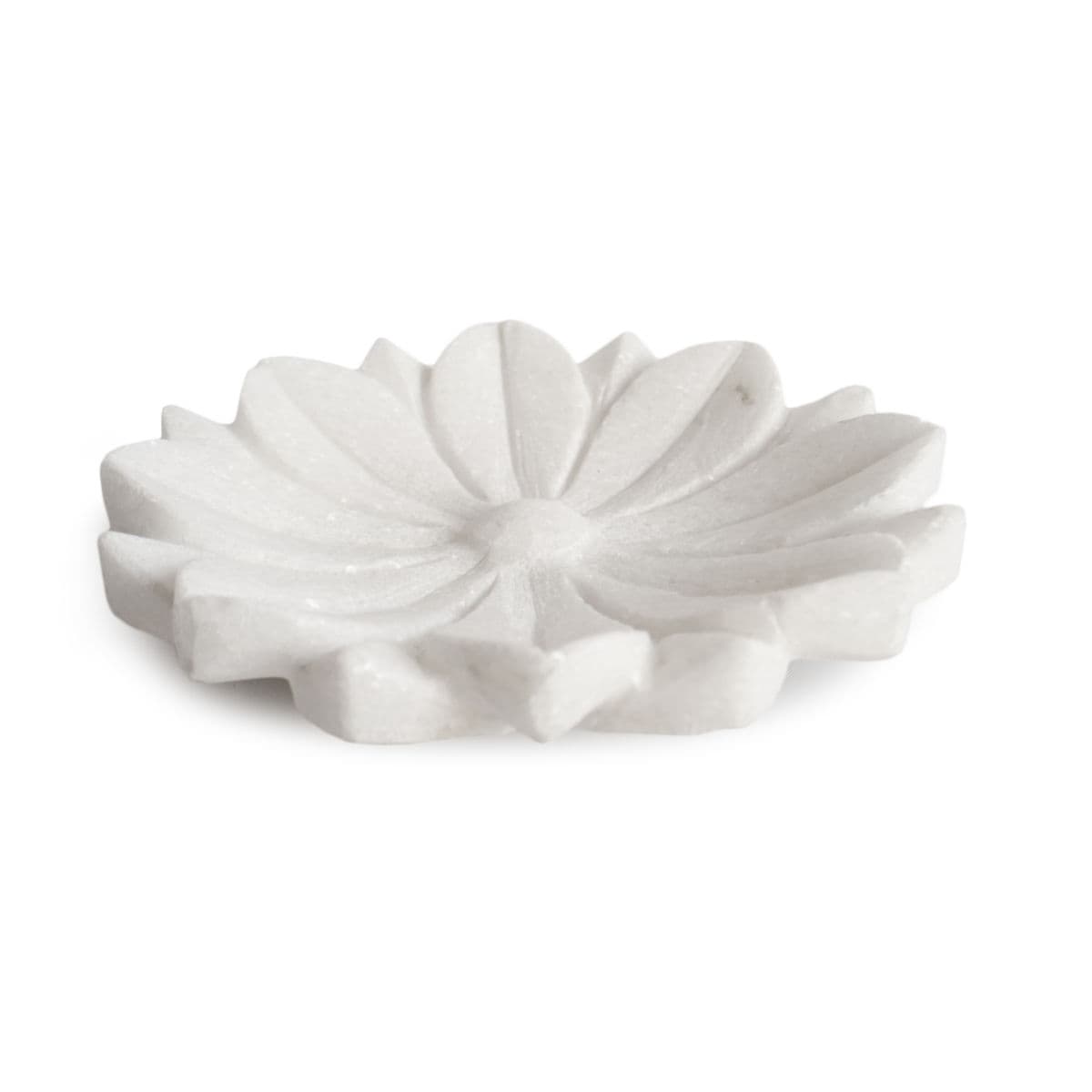 White Small Marble Lotus Dish - Thumbnail 3