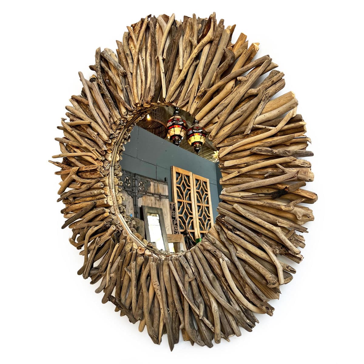 Round Driftwood Twig Mirror - Thumbnail 3
