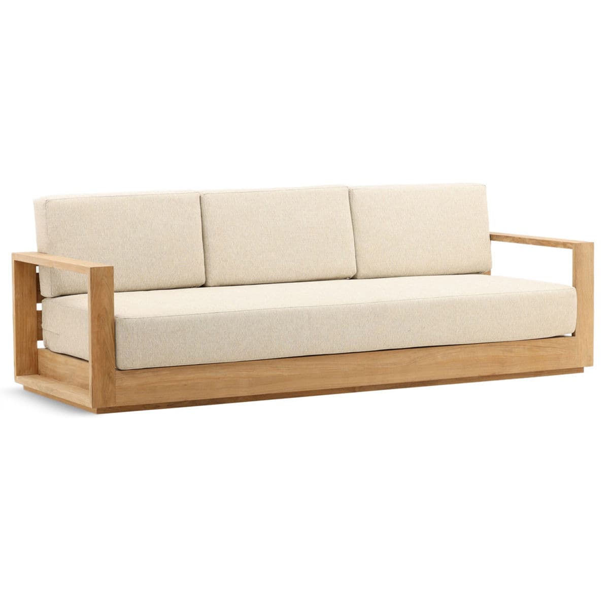 Outdoor Sand & Teak Sofa - Thumbnail 3