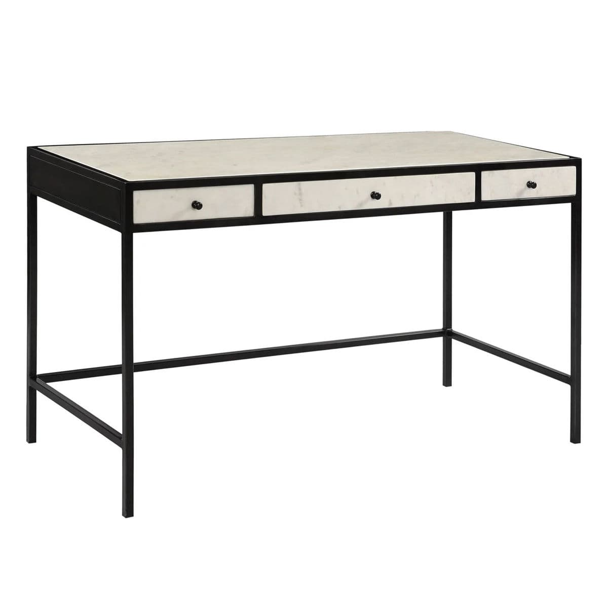 White Marble & Black Iron Desk - Thumbnail 3