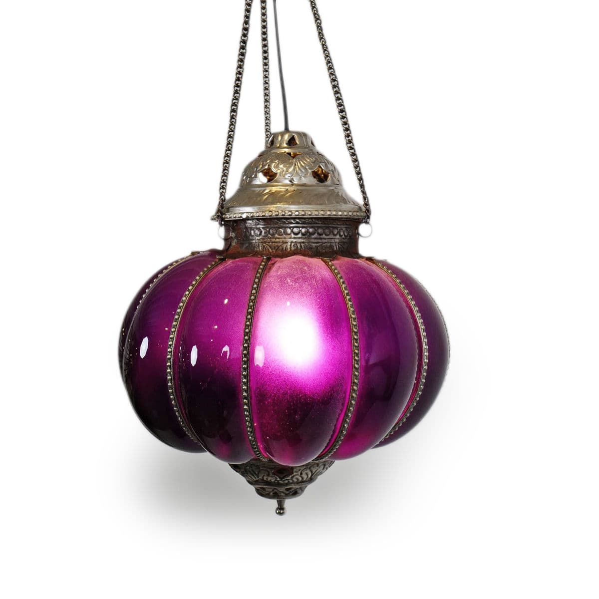 Vintage Purple Pumpkin Lantern Medium - Thumbnail 3