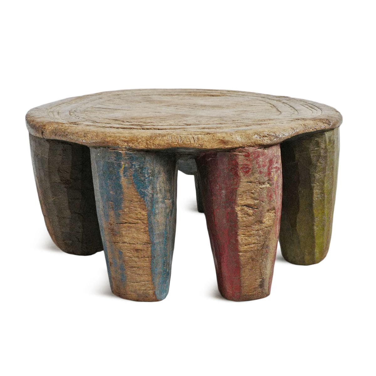 Old Nupe Low Wood Stool - Thumbnail 3