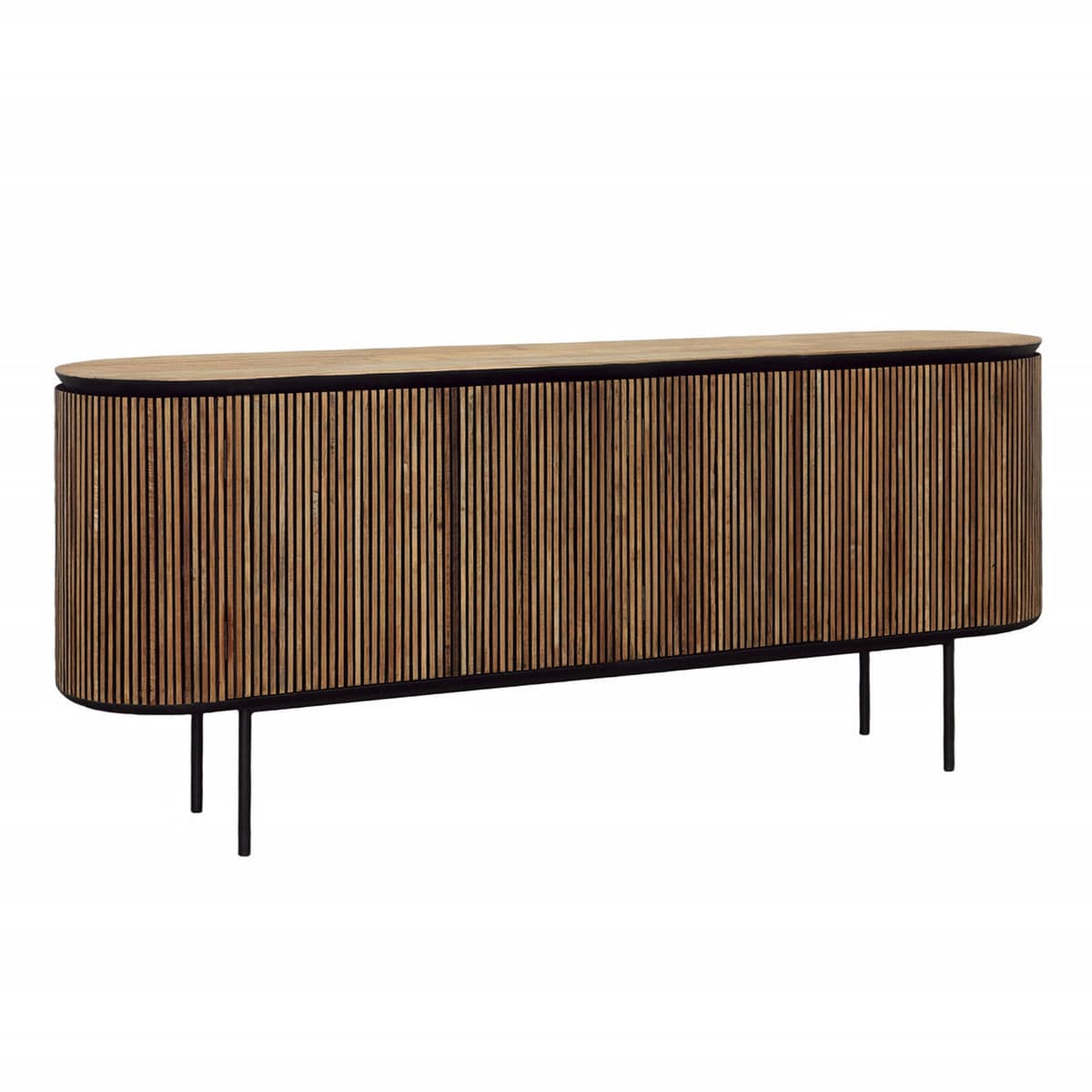 Oval Teak Strip Sideboard - Thumbnail 3