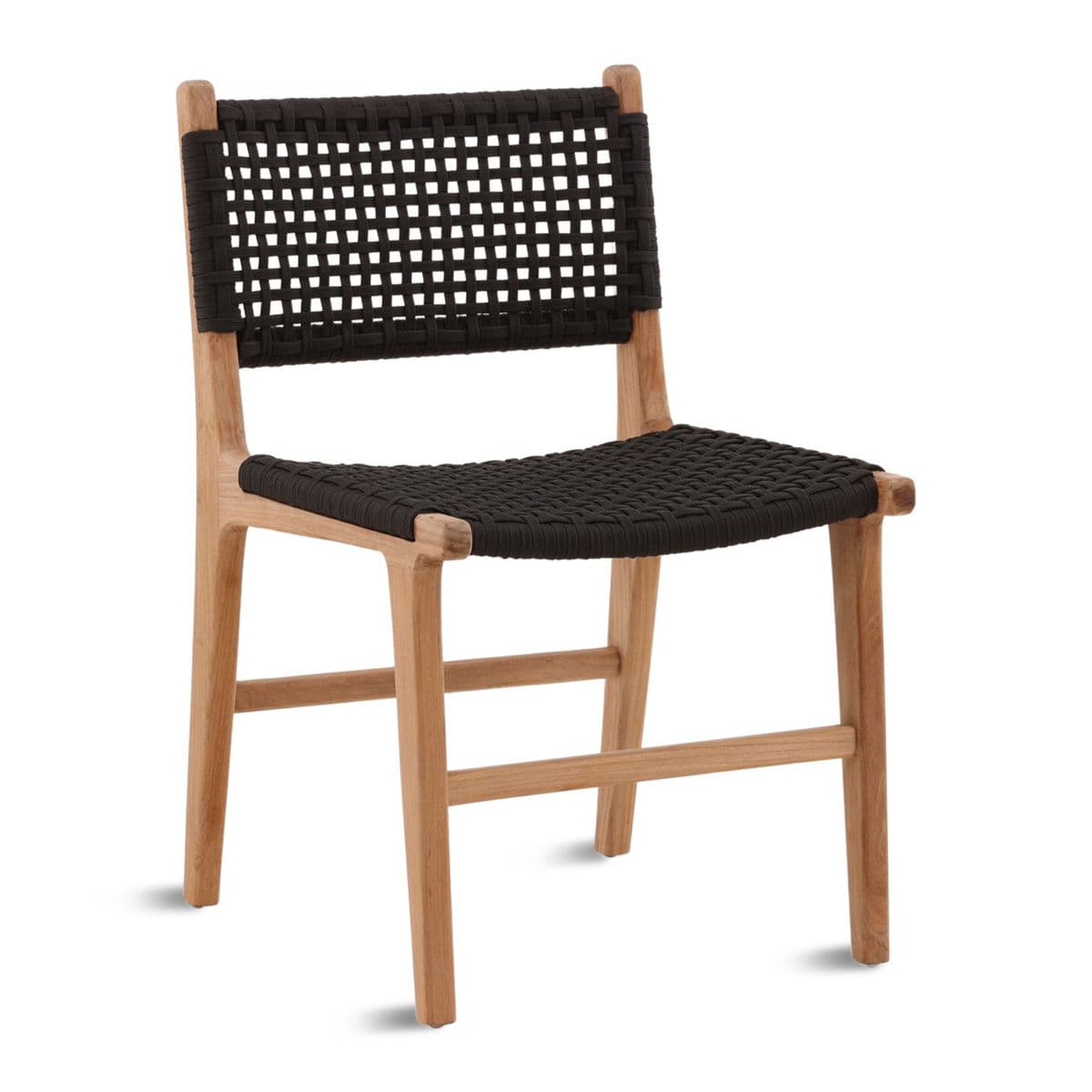 Outdoor Black Rope & Teak Dining Chair - Thumbnail 3