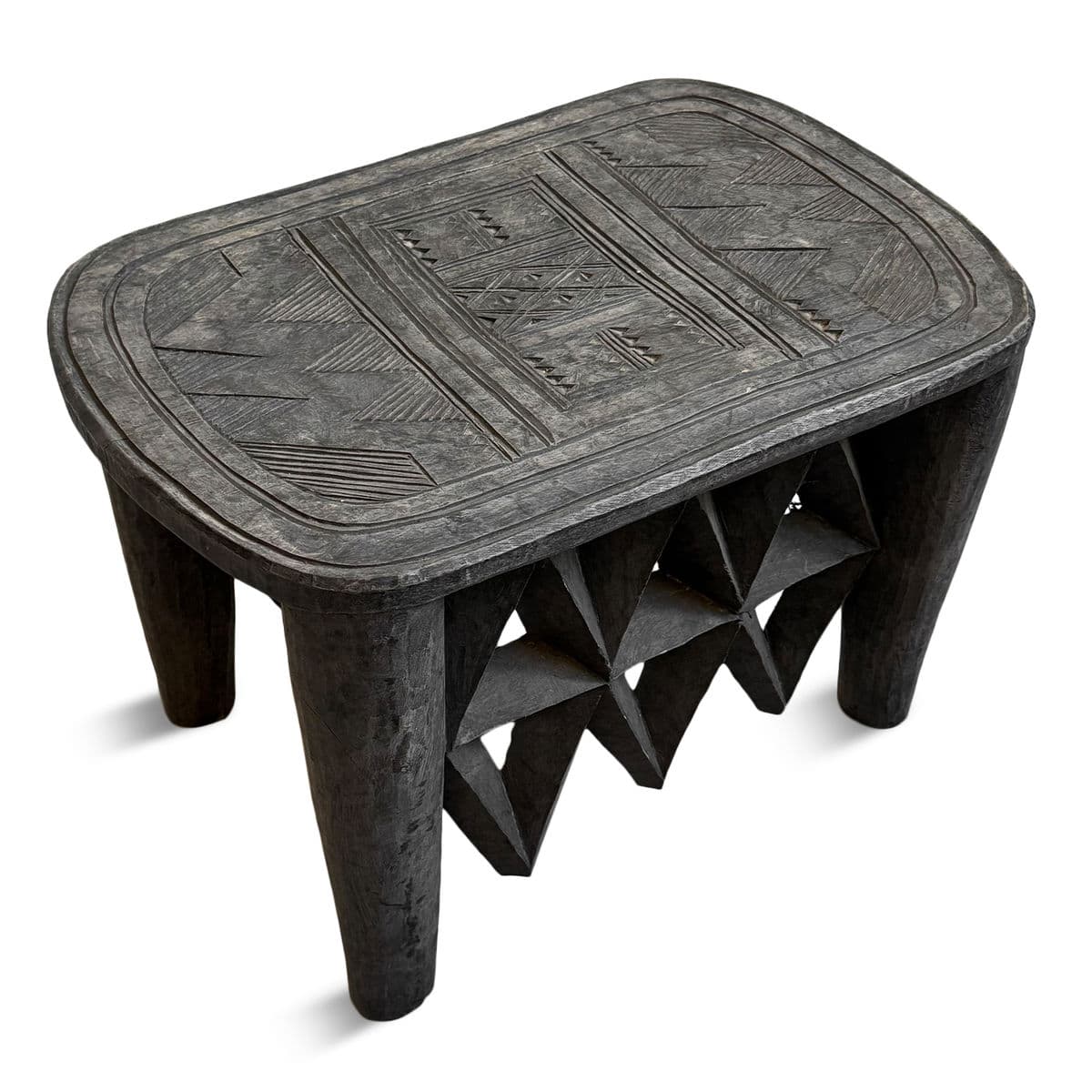 Vintage Grey Nupe Stool Table - Thumbnail 3