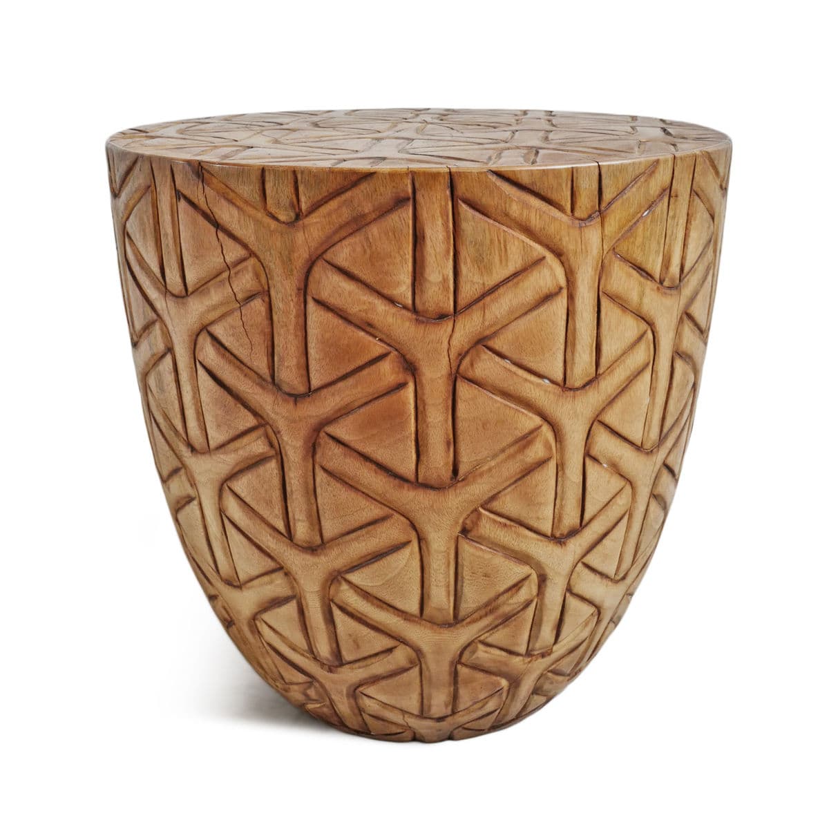 Natural Gumdrop Cane Carved Stool - Thumbnail 3