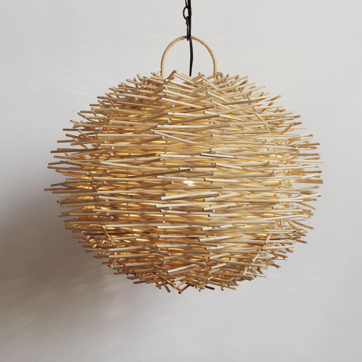 Bird Nest Rattan Globe Lantern Small - Thumbnail 3
