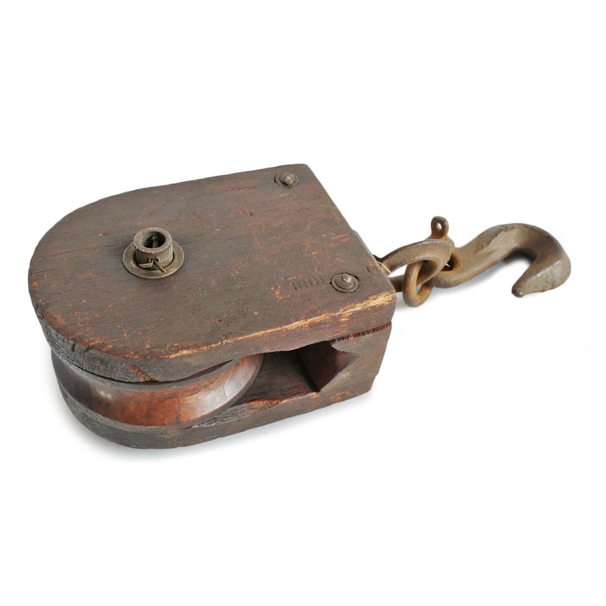 Vintage Wood & Iron Pulley - Thumbnail 3