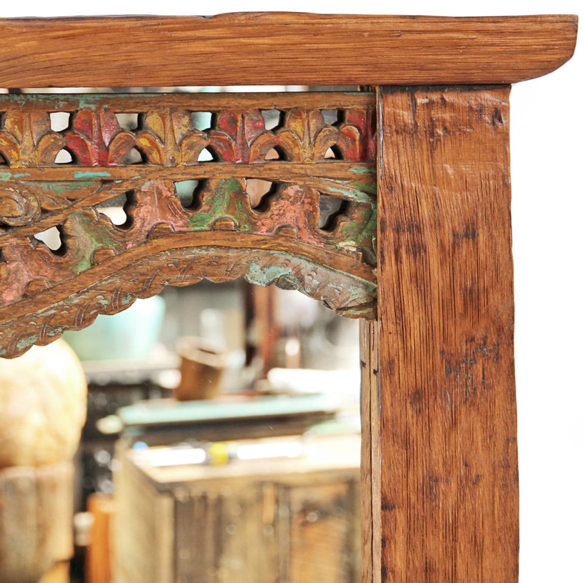 Vintage Balinese Teak Carved Mirror - Thumbnail 3