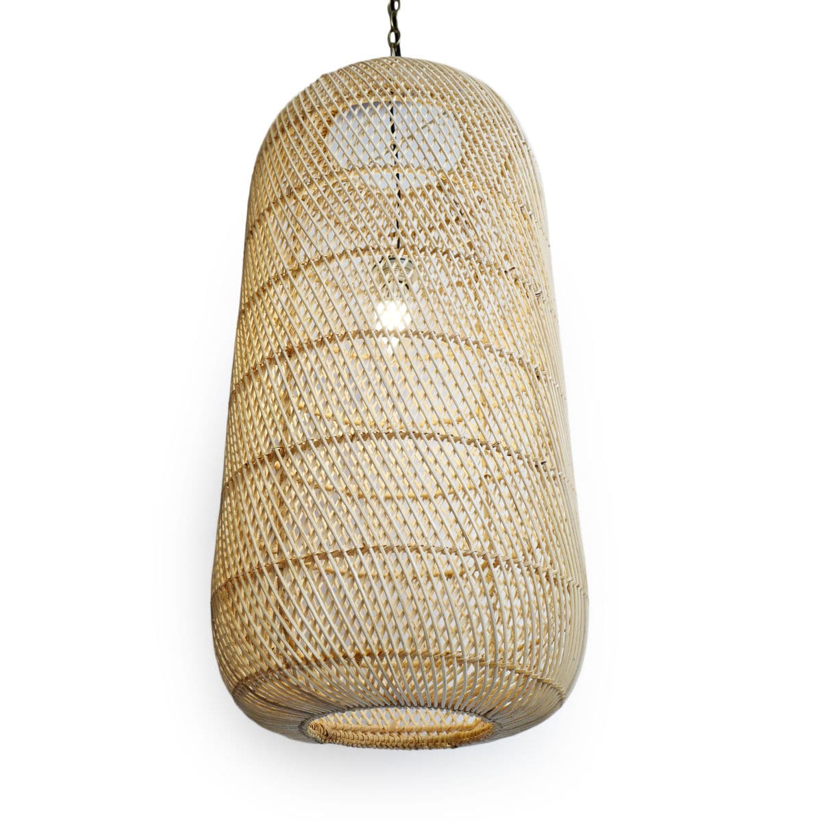 Raw Wicker Cylinder Lantern Medium - Thumbnail 3