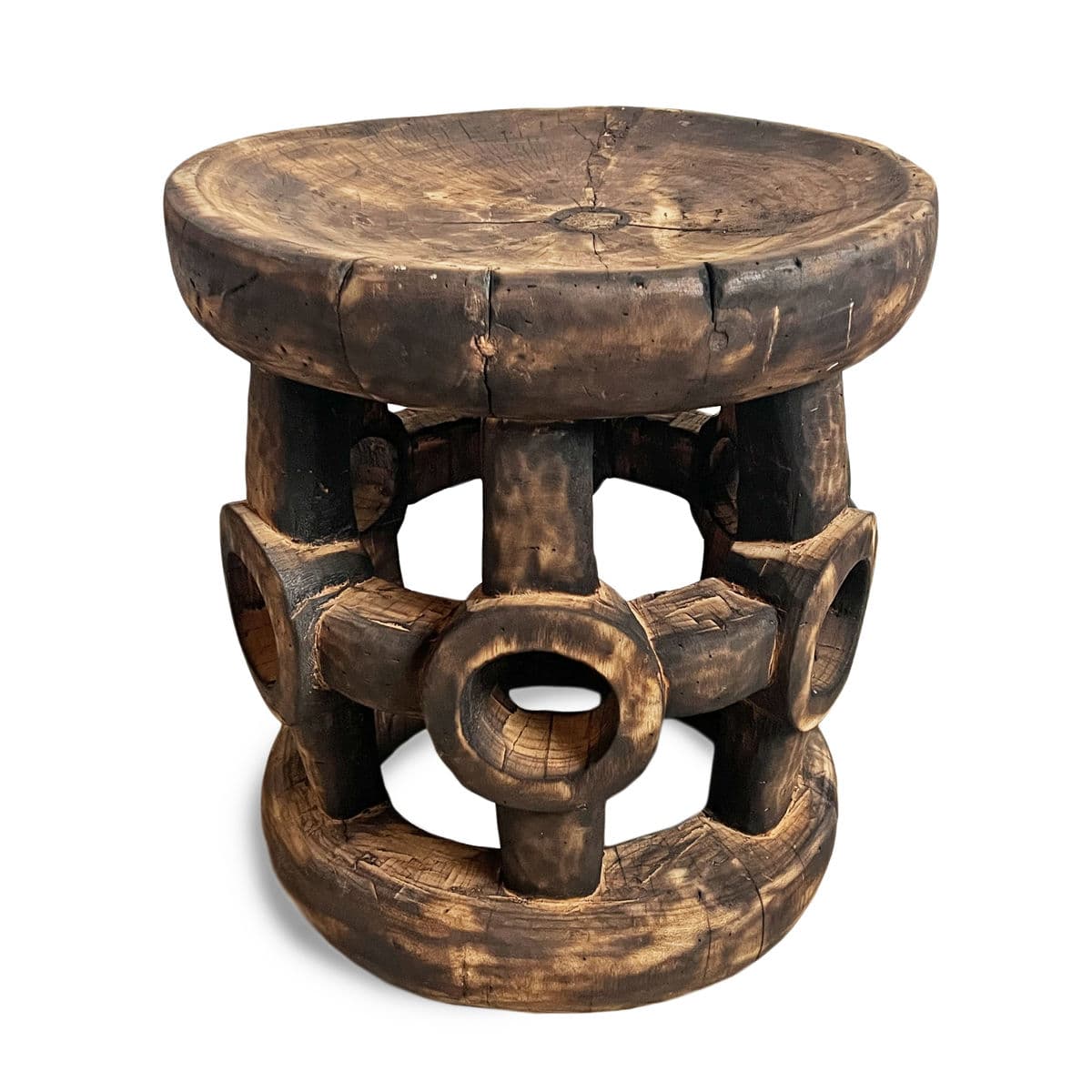 Vintage Bamileke Burn Stool Table - Thumbnail 3