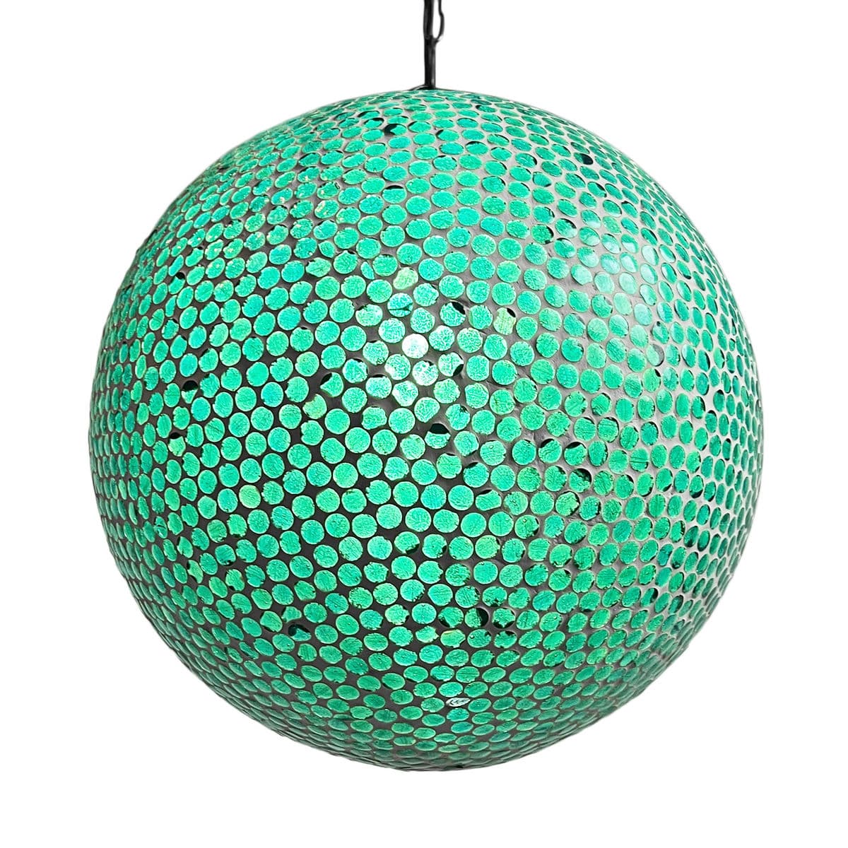 Caribbean Blue Mosaic Globe Pendant Large - Thumbnail 3