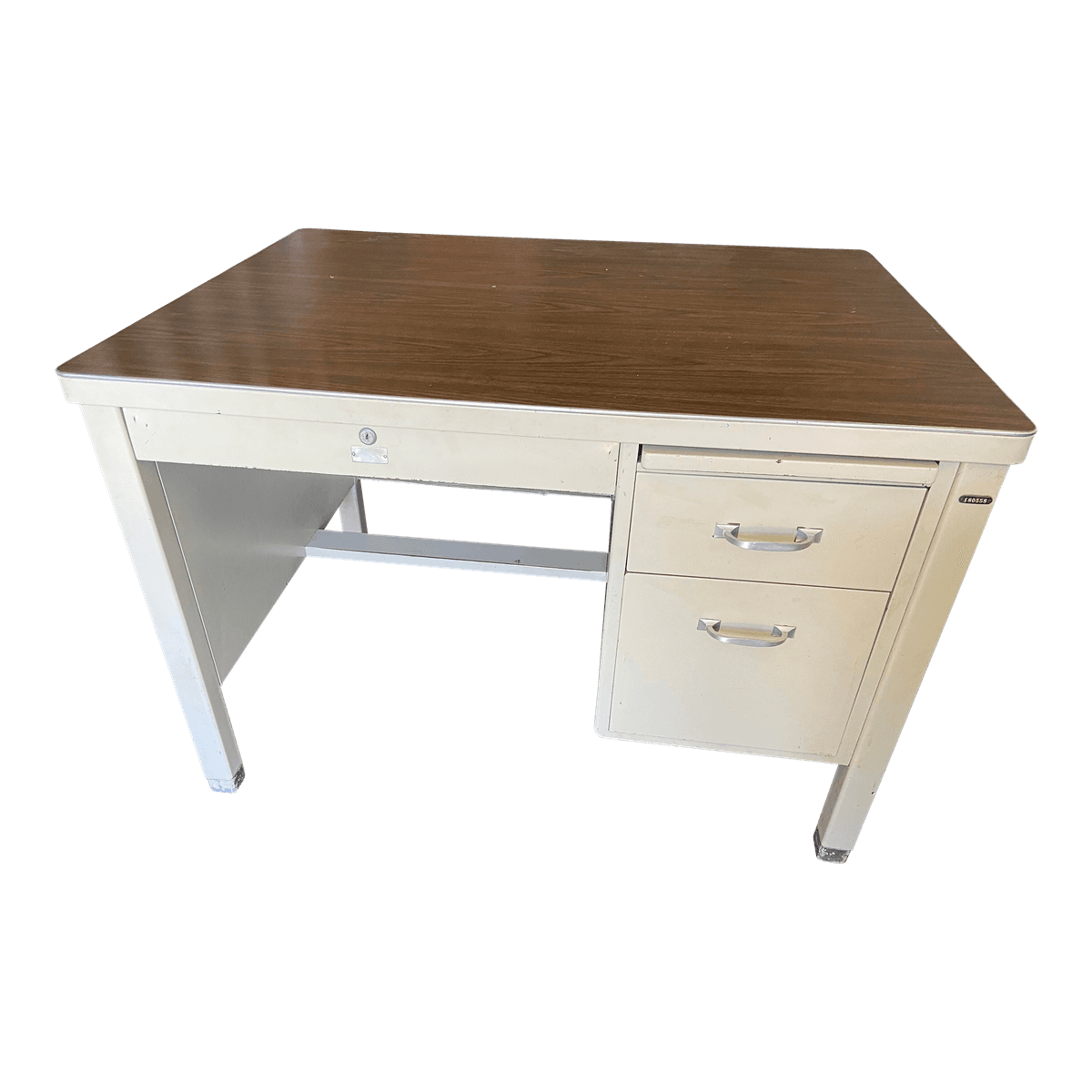 1940s Vintage Mid Century Modern Metal Tanker Desk - Thumbnail 2