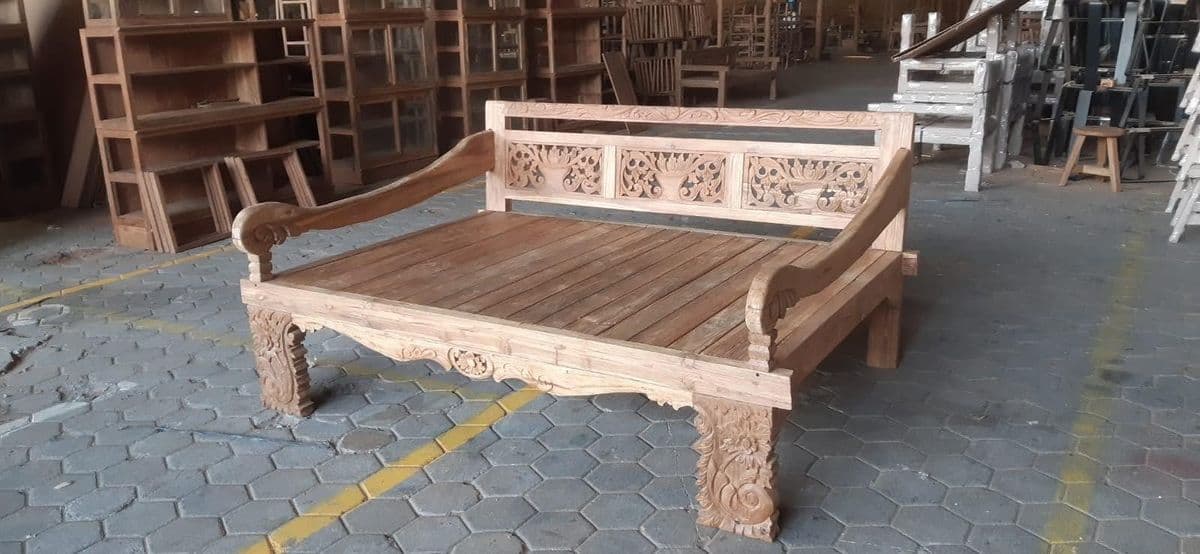 Carved Teak Full Daybed - Thumbnail 3