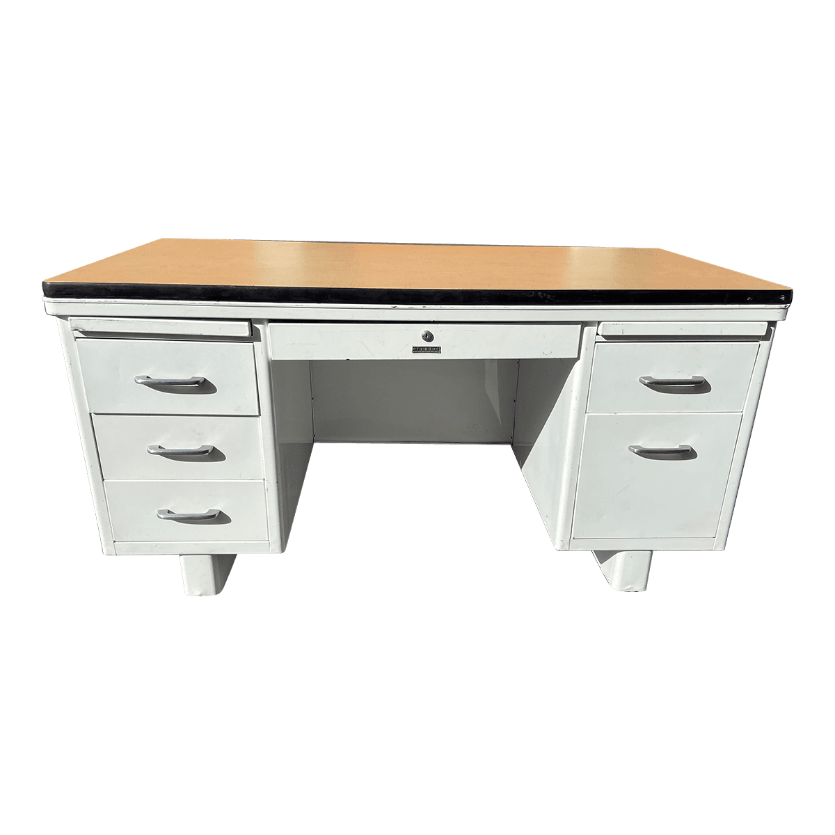Vintage Mid Century Modern Tanker Desk - Thumbnail 2
