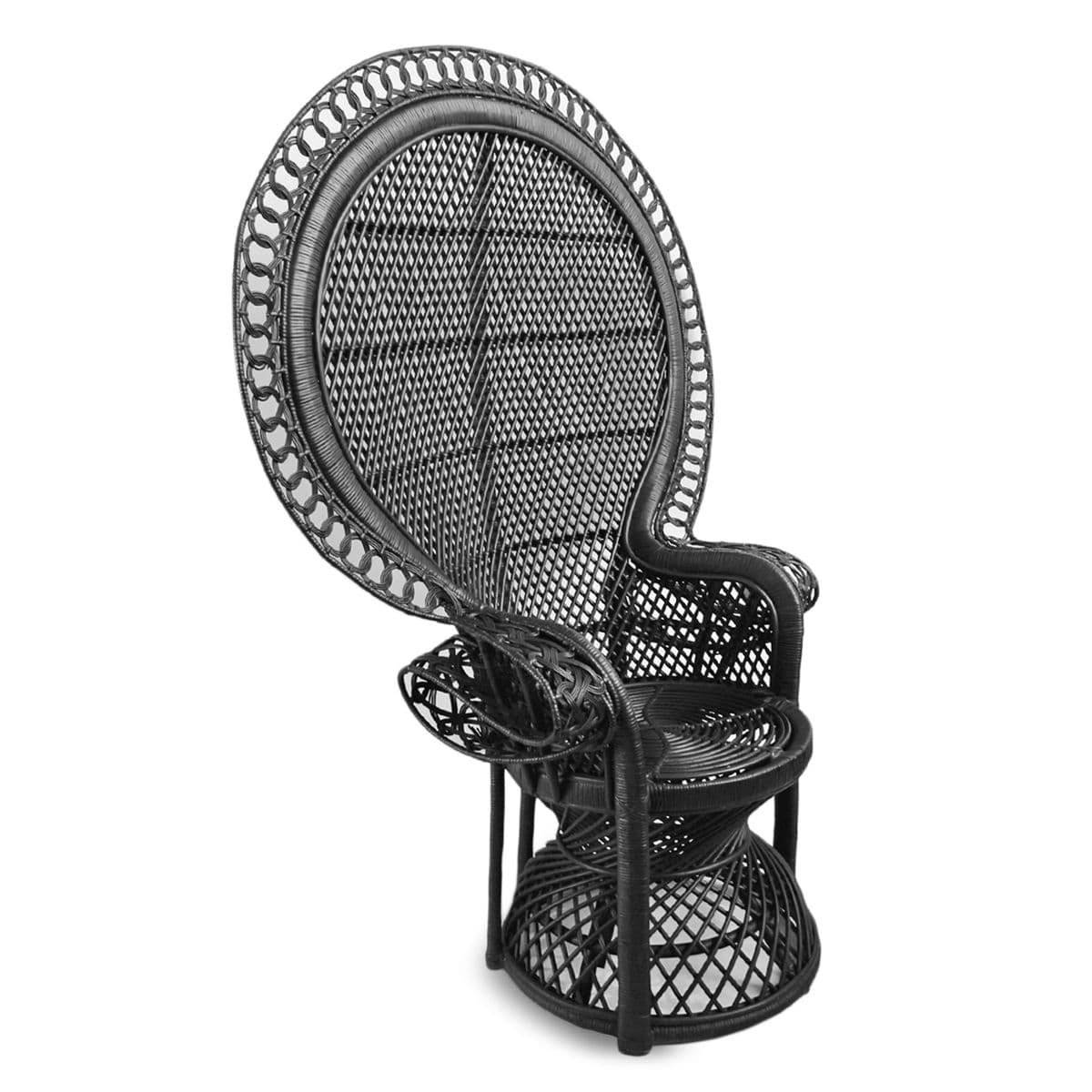 Black Rattan Loop Peacock Chair - Thumbnail 3
