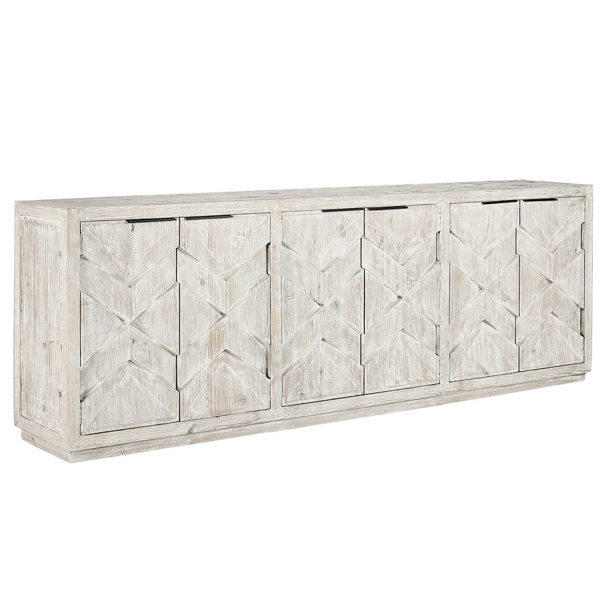 Cream Washed Braided Wood Sideboard - Thumbnail 3