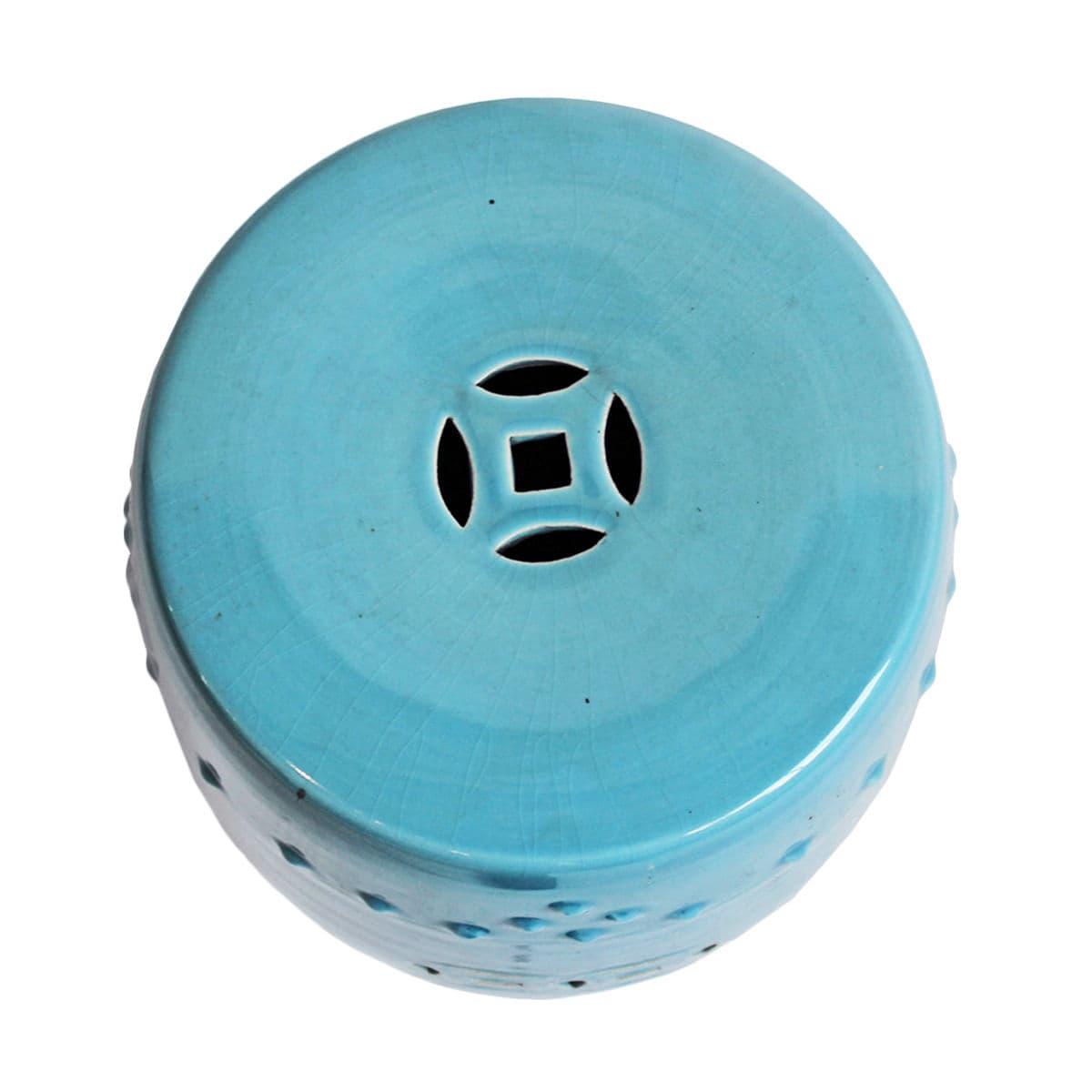 Painted Blue Ceramic Garden Stool - Thumbnail 3