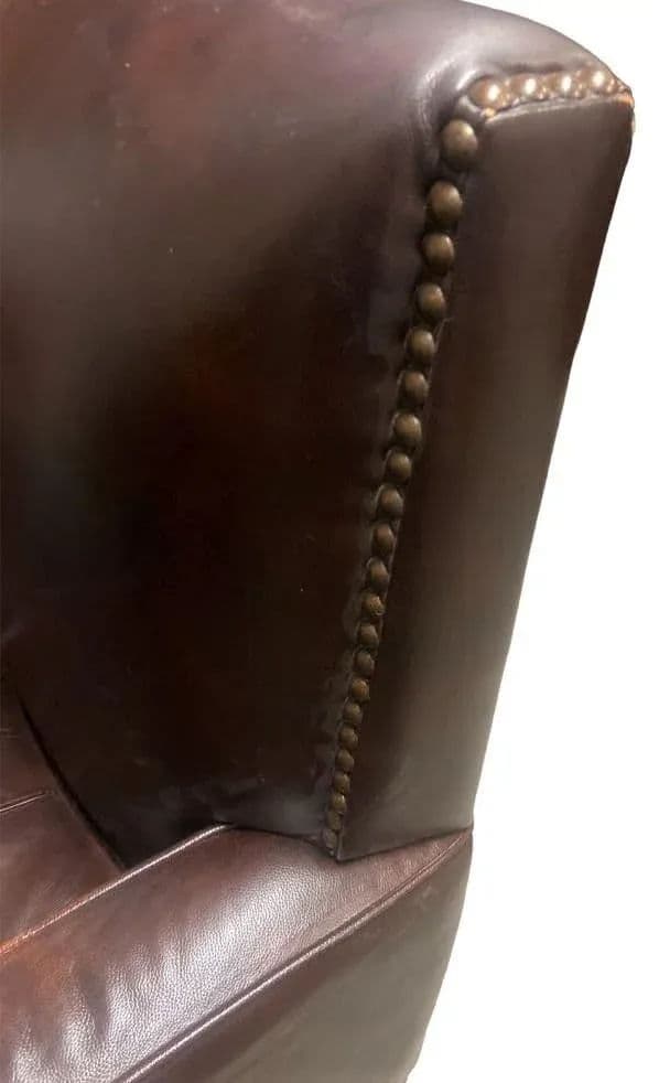 Early 21st Century Dark Brown Leather Lounge Chair With Nailhead Trim - Thumbnail 3