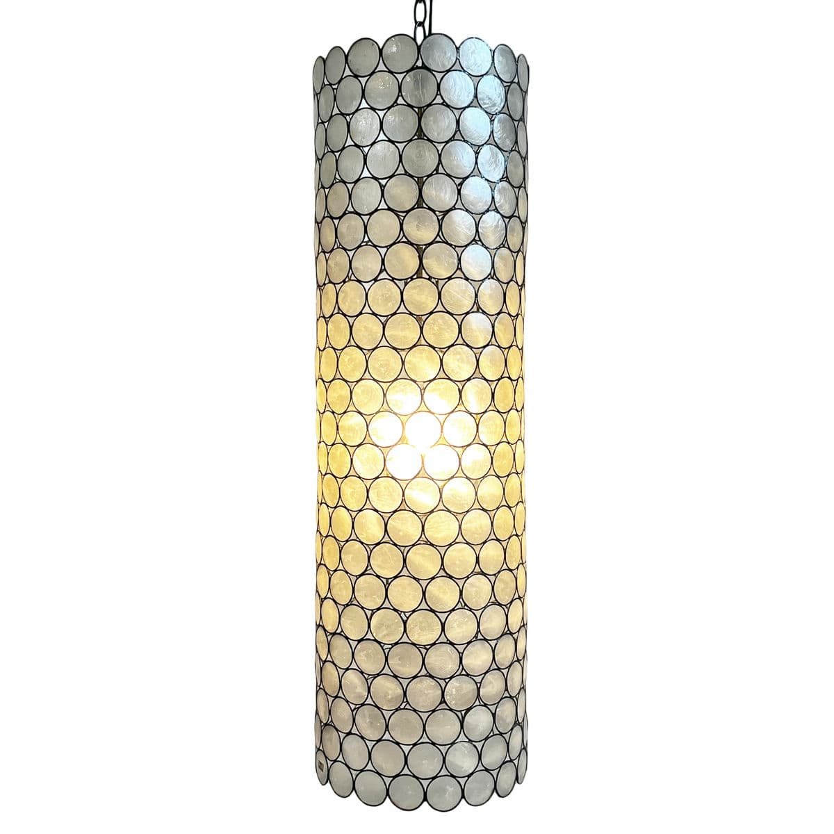 Capiz Circle Cylinder Pendant Light - Thumbnail 3