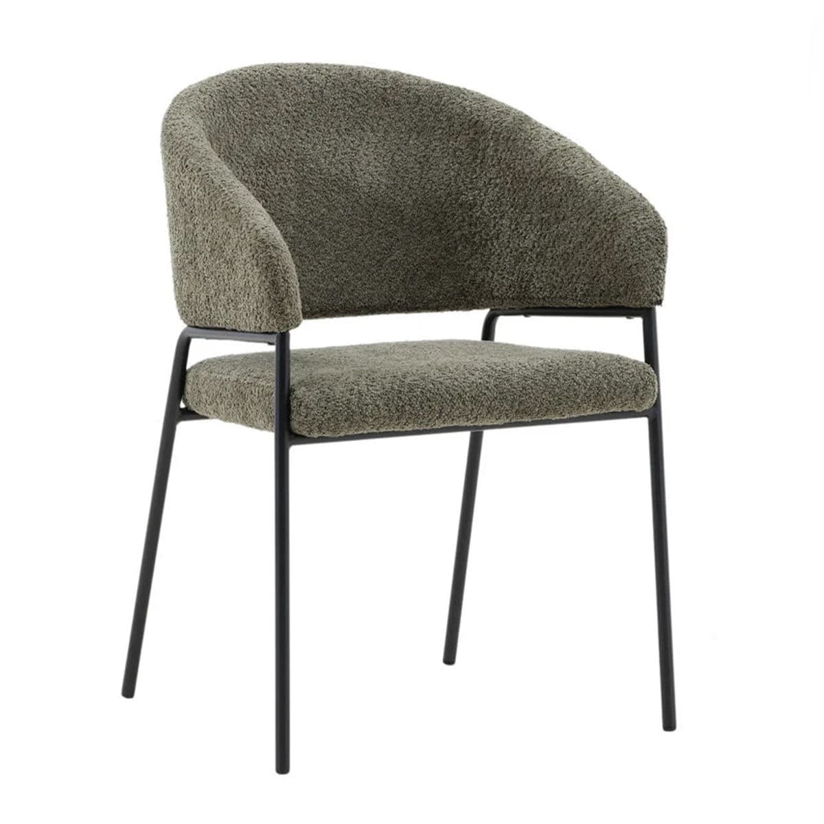 Olive Boucle Scoop Dining Chair - Thumbnail 3