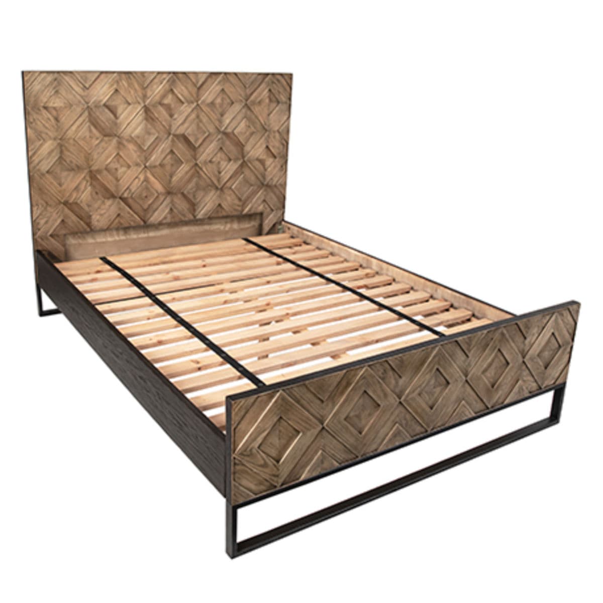 Modern Wood Parquet Queen Bed - Thumbnail 3