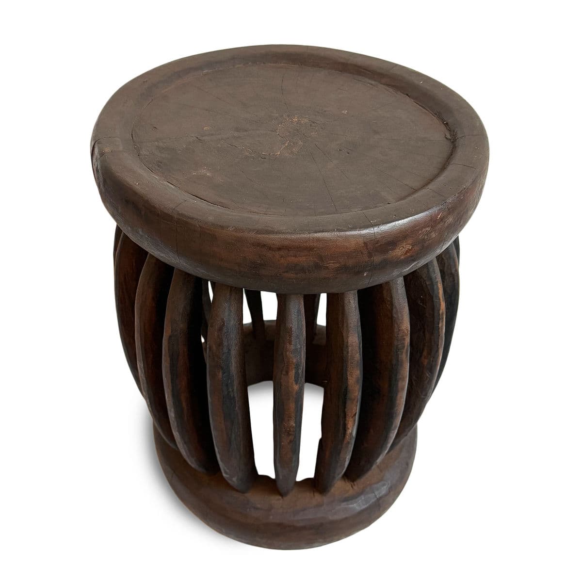 Vintage Ribbed Bamileke Stool - Thumbnail 3