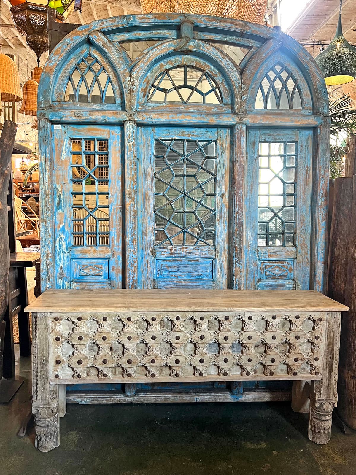 Jodhpur Blue Church Door with Mirror - Thumbnail 3