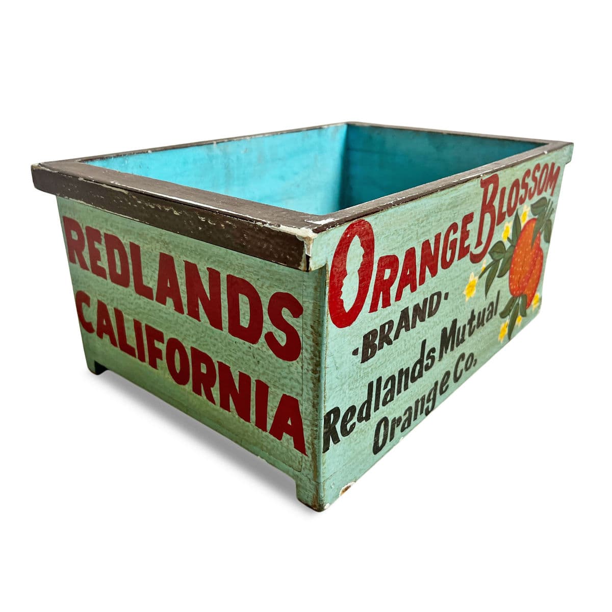 Vintage Style Wood Painted Orange Box - Thumbnail 3