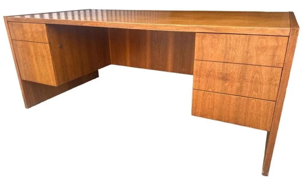 Edward Axel Roffman Walnut Executive Partners Desk - Vintage 1960s - Thumbnail 3