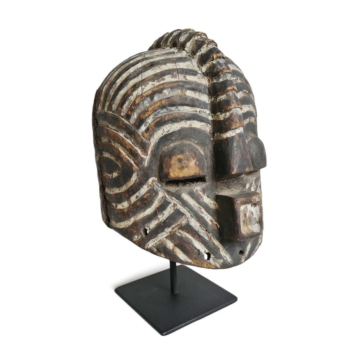 Vintage Kuba Helmet Mask on Stand - Thumbnail 3